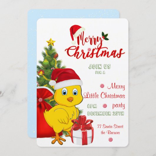 Kleines Baby Chicken Weihnachten Einladung (Vorne/Hinten)