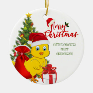 Kleines Baby Chicken Weihnachten Keramik Ornament