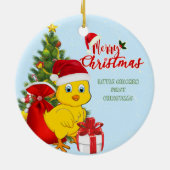 Kleines Baby Chicken Weihnachten Keramik Ornament (Hinten)