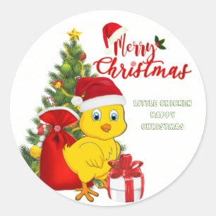 Kleines Baby Chicken Weihnachten Runder Aufkleber