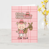Kleines Baby-Cowgirl mit ihrer Pferdegruß-Karte Karte (Gelbe Blume)