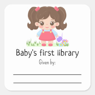 Kleines Baby - Erste Bücherei des Babys Quadratischer Aufkleber