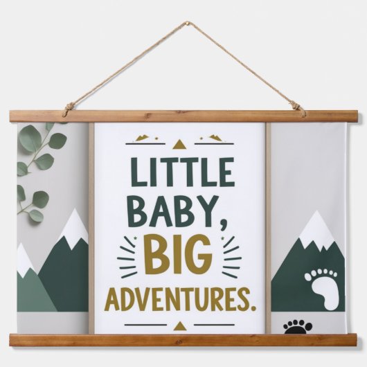 Kleines Baby groß Wandteppich Mit Holzrahmen (Vorne)
