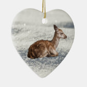 Kleines Baby-Hirsch in Schnee Keramik Baum Dekorat Ornament (Rechts)