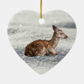 Kleines Baby-Hirsch in Schnee Keramik Baum Dekorat Ornament (Hinten)