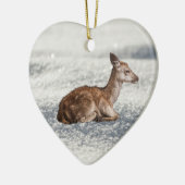 Kleines Baby-Hirsch in Schnee Keramik Baum Dekorat Ornament (Links)