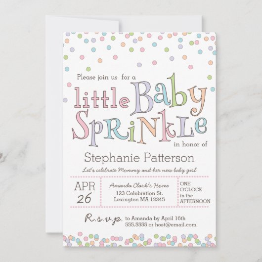 Kleines Baby Sprinkle Confetti Dusche Einladung (Vorderseite)