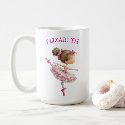 Kleines Ballerina-Mädchen Geburtstag Kaffeetasse (Mit Donut)
