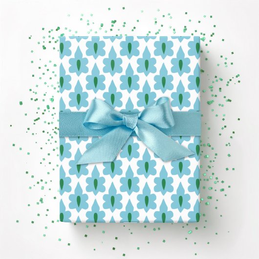 Kleines Blatt in Grün und Aqua Geschenkpapier