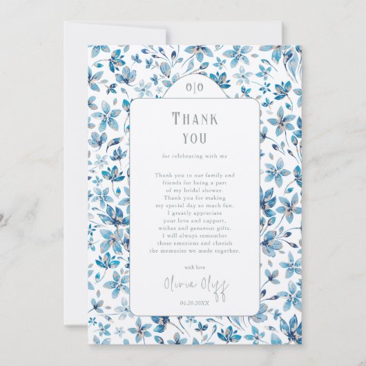 Kleines blaues Brautparty Dankeschön Karte (Vorderseite)