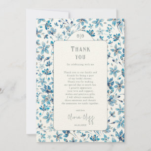 Kleines blaues Brautparty Dankeschön Karte