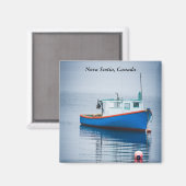 Kleines Blaues Fischerboot Magnet (Vorderseite/Rückseite)