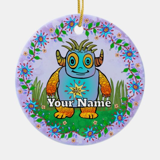 Kleines blaues Monster Keramik Ornament (Vorne)