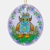 Kleines blaues Monster Keramik Ornament (Links)