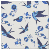 Kleines blaues Vogelfliegen, Sitzen, Stoff (Nahaufnahme)