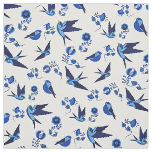 Kleines blaues Vogelfliegen, Sitzen, Stoff