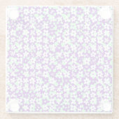 Kleines Blumenmuster Mint und Lila Glasuntersetzer (Rückseite)