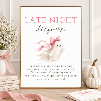 Kleines Boo-Mädchen Rosa Schleife Späte Nacht Wind Poster