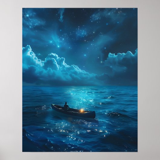 Kleines Boot auf dem Ozean Poster (Vorne)