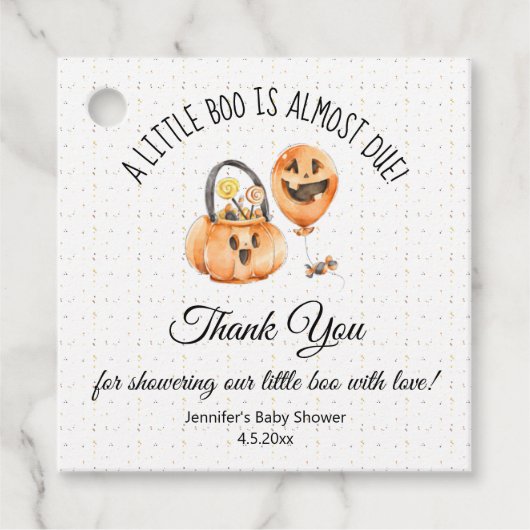 kleines Boot fast danke Ihnen Baby Dusche Geschenkanhänger (Vorderseite)