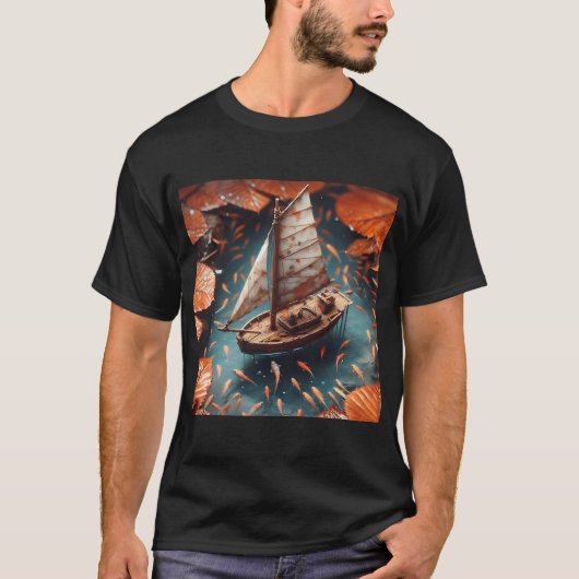 Kleines Boot, KI-generierte Kunst T-Shirt (Vorderseite)