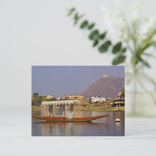 Kleines Boot, Pichola-See, Udaipur, Indien. Postkarte (Stehend Vorderseite)