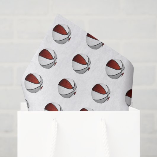 kleines bordeaux-graues Basketball-Muster Seidenpapier (Geschenktüte)