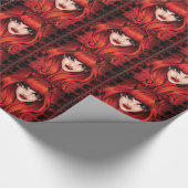 Kleines böses Mädchen mit Skulls Hintergrund Geschenkpapier (Ecke)