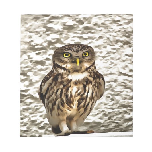 Kleines Brown Barn Owl Kunstportrait Notizblock (Vorderseite)
