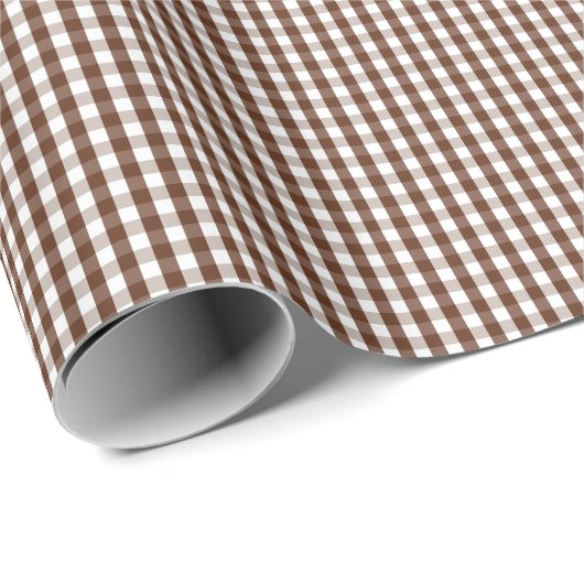 Kleines Brown und weißes Gingham-Packpapier Geschenkpapier (Rolleneckpunkt)
