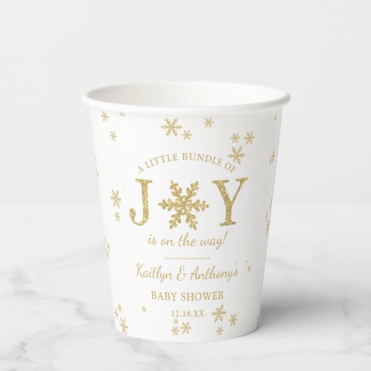 Kleines Bündel von freudlicher Weihnachtsdusche Pappbecher (Rückseite)