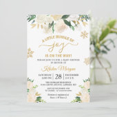 Kleines Bündel von Joy Gold Floral Baby Dusche Einladung (Stehend Vorderseite)