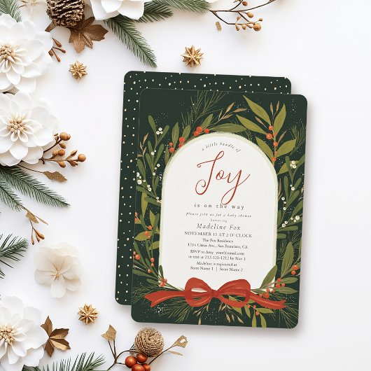 Kleines Bündel von Joy Wreath Green Baby Shower Einladung