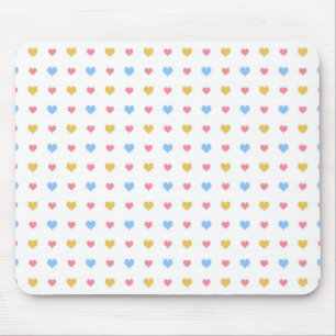 Kleines Bunte-Herzen-Muster Rosa Blau Gelb Mousepad
