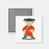 Kleines Chinesisches Mädchen Magnet (Vorderseite/Rückseite)