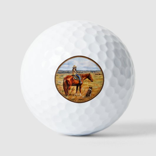 Kleines Cowgirl auf Rind Horse Golf Balls Golfball (Vorderseite)