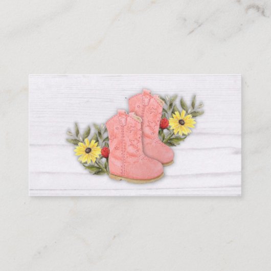 Kleines Cowgirl Bootie Babydusche Windelwanne Begleitkarte (Rückseite)