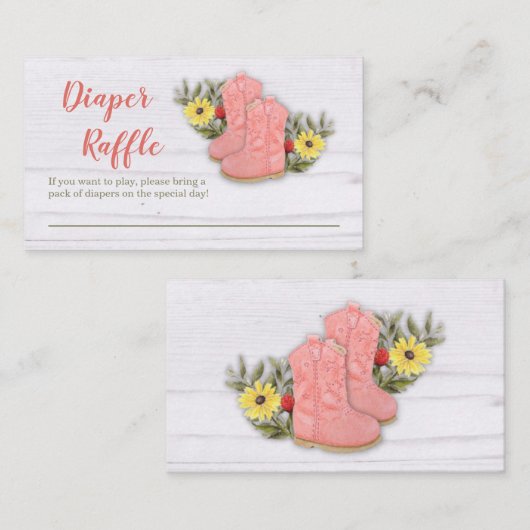 Kleines Cowgirl Bootie Babydusche Windelwanne Begleitkarte (Vorne/Hinten)