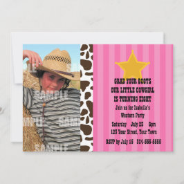 Kleines Cowgirl-Geburtstags-Party Einladung