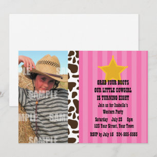Kleines Cowgirl-Geburtstags-Party Einladung