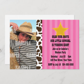 Kleines Cowgirl-Geburtstags-Party Einladung