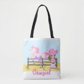 Kleines Cowgirl mit Pferd und Satteltasche Tasche (Vorderseite)