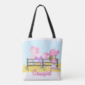Kleines Cowgirl mit Pferd und Satteltasche Tasche (Rückseite)