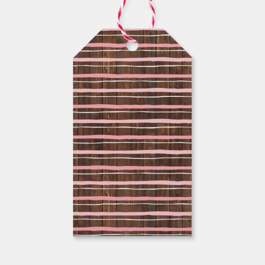 Kleines Cowgirl Pink Baby Dusche Imitate Wood Gefa Geschenkanhänger (Rückseite)