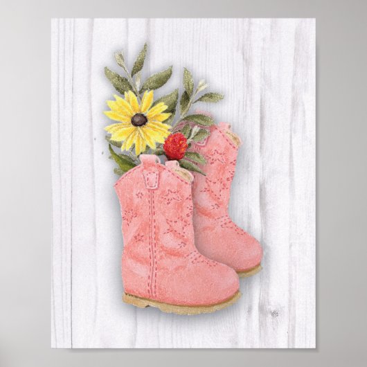 Kleines Cowgirl Pink Bootie Kinderzimmer Art Print Poster (Vorne)