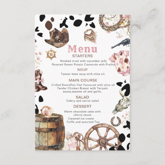 Kleines Cowgirl Rodeo Country ba Begleitkarte (Vorderseite)