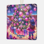 Kleines Cowgirl Stehend vor Baumgewohnheiten Keramikornament (Links)