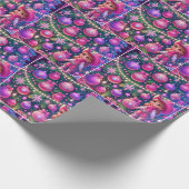 Kleines Cowgirl Stehend vor drei Weihnachten Geschenkpapier (Ecke)