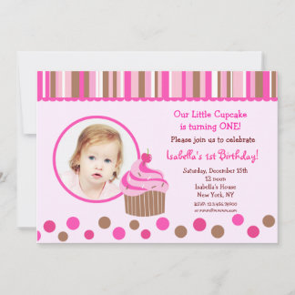 Kleines Cupcake Foto Geburtstagsparty Einladungen