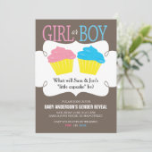 Kleines Cupcake Pink oder Blue Gender Reveal Party Einladung (Stehend Vorderseite)